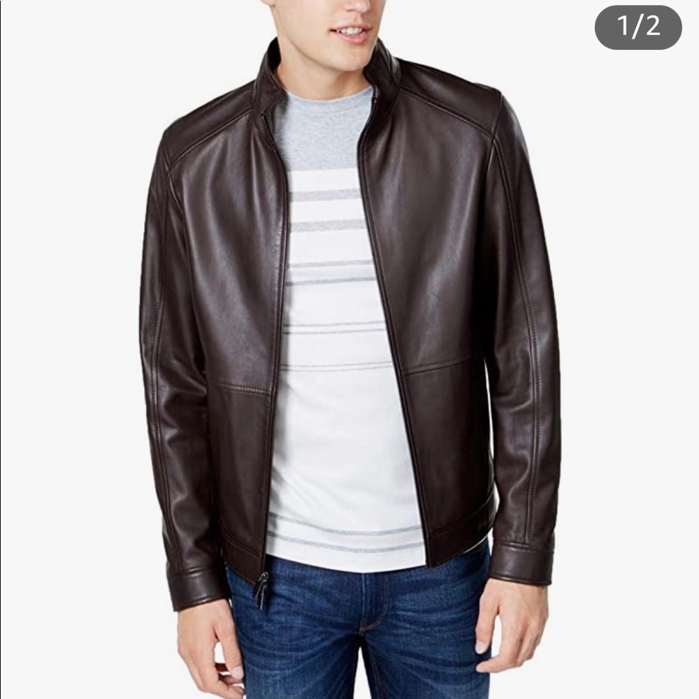 BRAND NEW Michael Kors Men’s Racer Leather Jacket